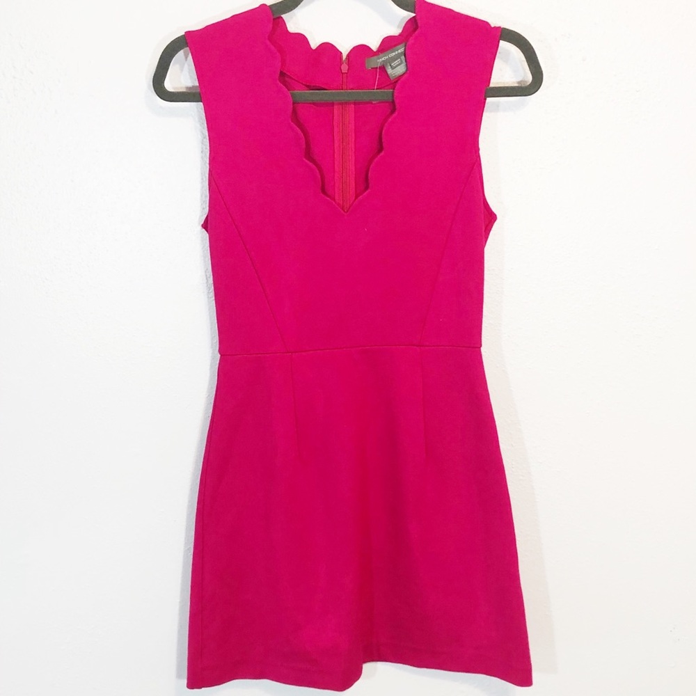 French Connection pink scalloped mini dress size 2